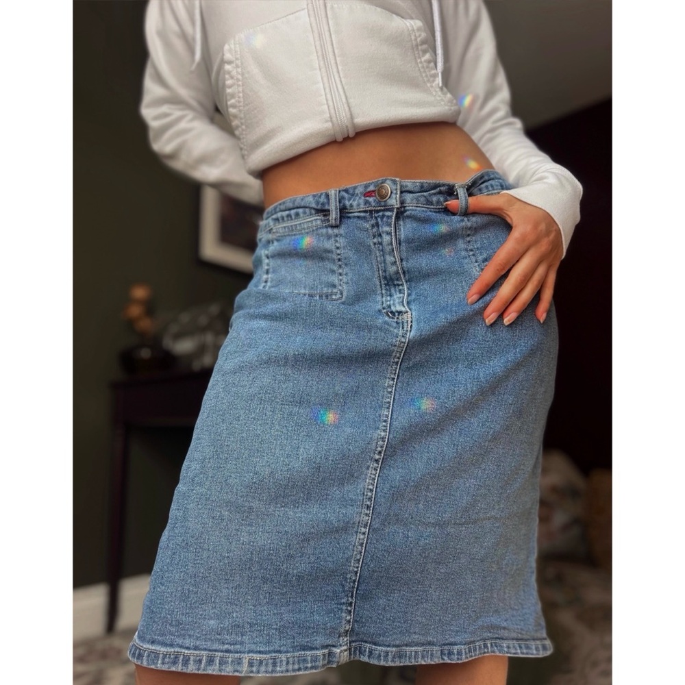 Vintage Y2K Low Rise Denim Midi Skirt